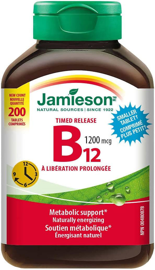 Slow Release Jamieson Vitamin B12 1200 mcg Tablets - 200 Count