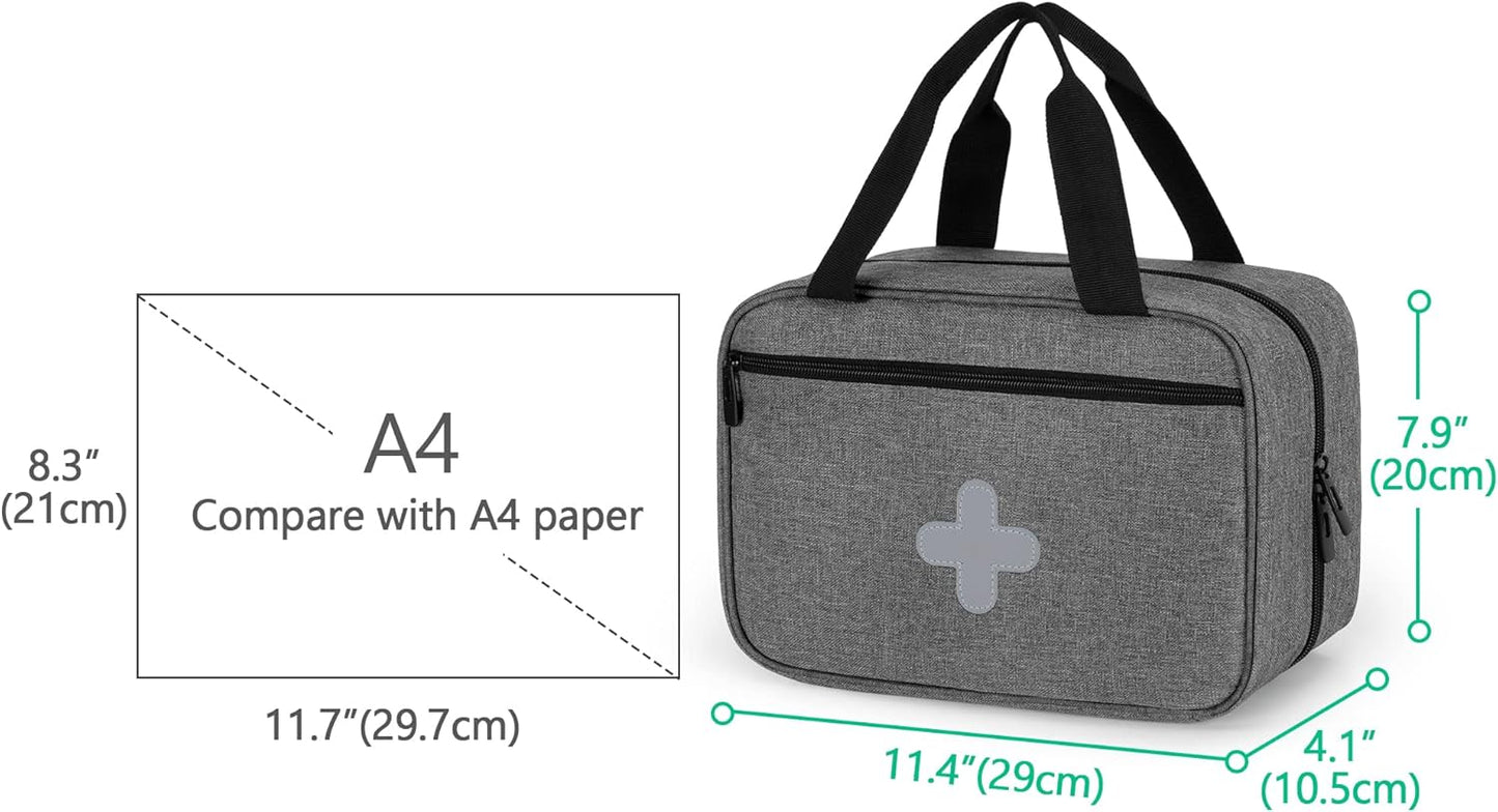 Small Empty First Aid Bag Organizer for Hiking, Camping, Car, Travel, Home - Gray - BAG ONLY