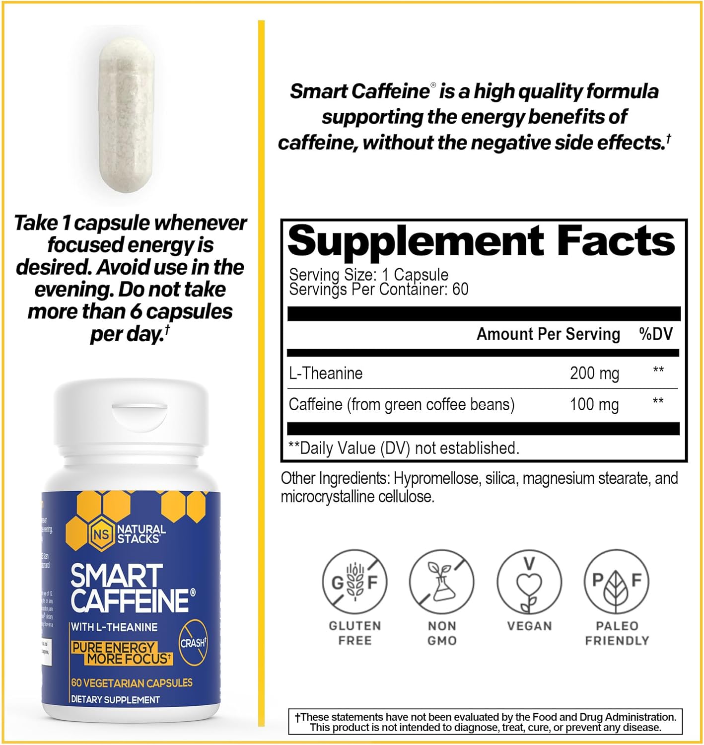 Smart Caffeine & Focus Bites Bundle - Natural Energy and Focus Supplements - Non-Jittery Formula - 90 Pieces