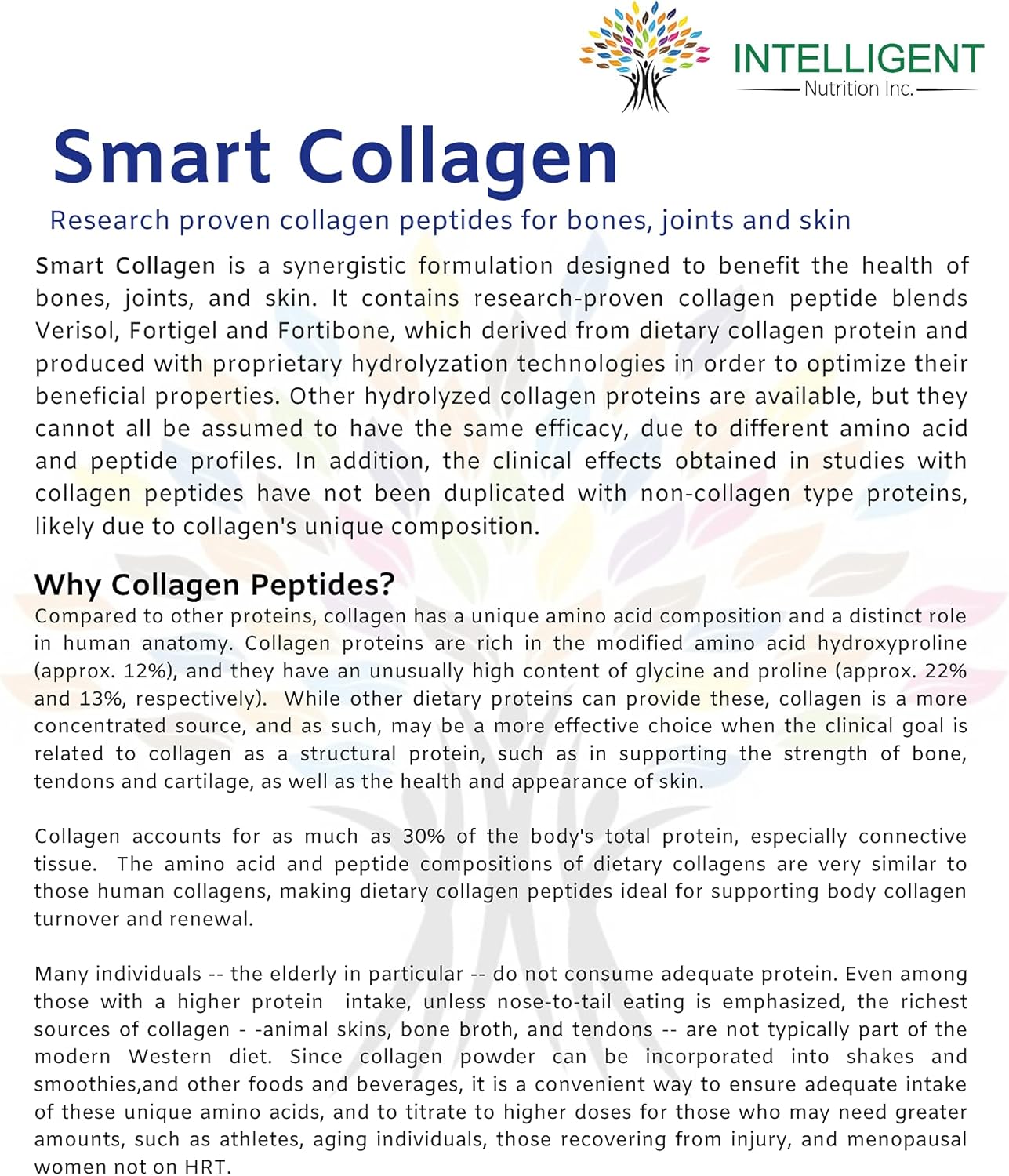 Smart Collagen Powder Peptides for Bones, Joints, Skin & Gut - Clinically Researched Synergistic Formula for Men and Women - 390g, 30 Servings