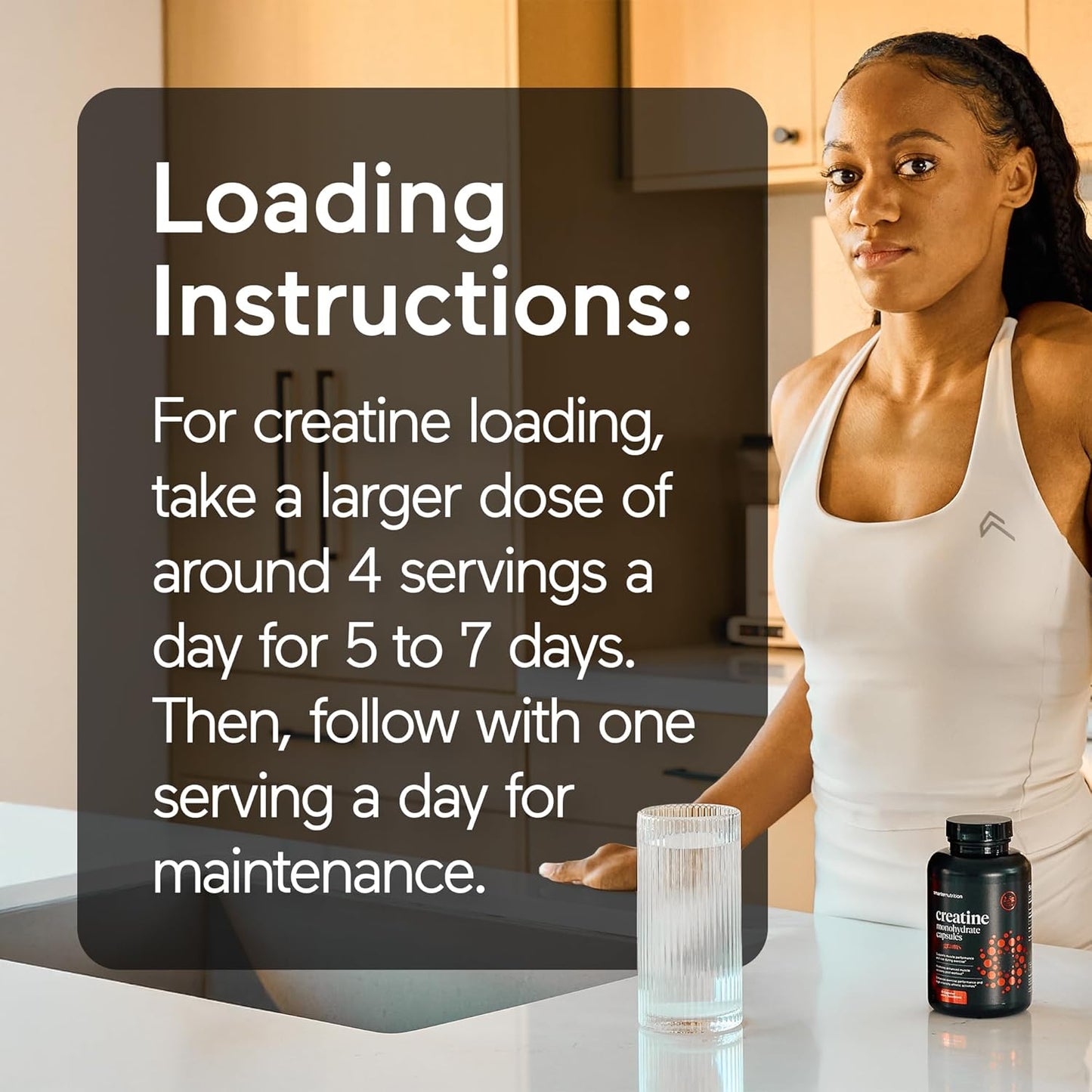 Smarter Nutrition Creatine Monohydrate Capsules - 2500mg Per Serving, Vegan Formula for Pre & Post Workout Recovery - Promotes Muscle Mass & Endurance - 120 Count