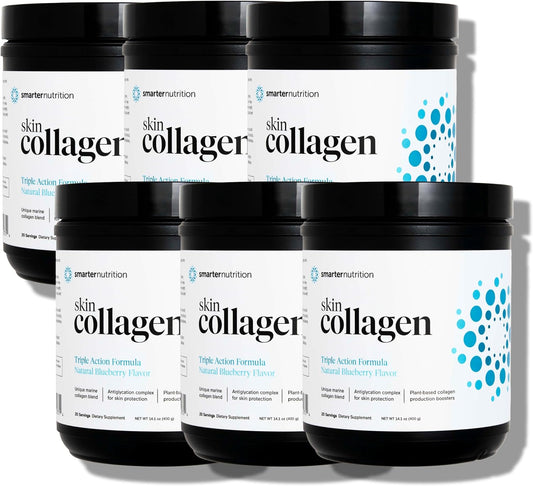 Smarter Nutrition Marine Collagen - Type 1 & 3 Peptides with Herbal Antioxidants - Skin & Hair Health - Vitamin E & C, Green Tea, Berry Powder, Quercetin - 720 Servings