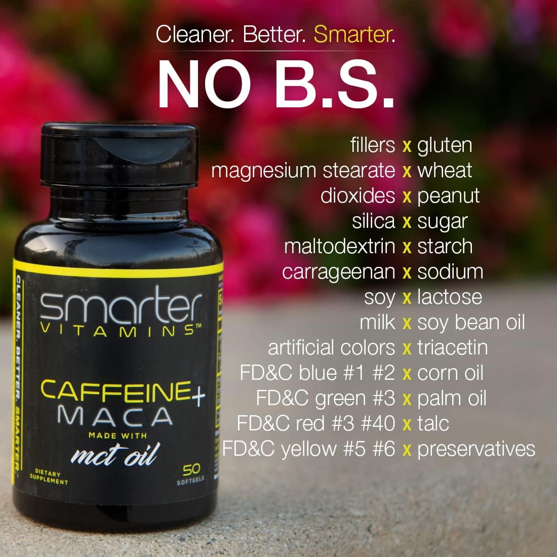 SmarterVitamins Energy Boost Pills with 200mg Caffeine, Coconut MCT Oil, and Maca Root - 50 Softgels