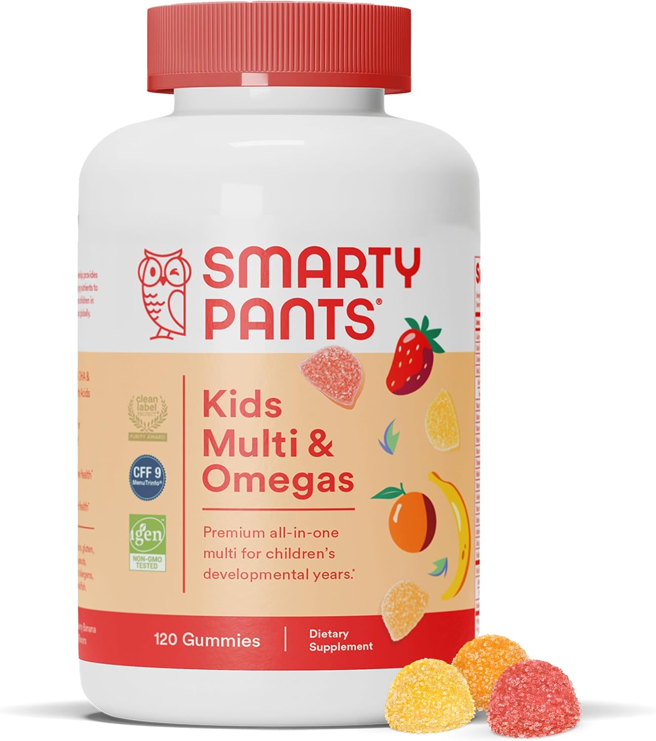 SmartyPants Kids Complete Gummy Vitamins with Multivitamin, Vitamin D3, B12, and Omega 3 DHA/EPA Fish Oil - 120 count