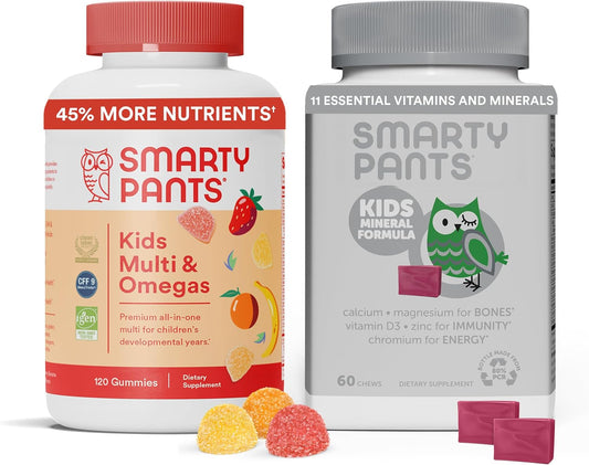SmartyPants Kids Multivitamin Gummies with Omega-3 Fish Oil & Mineral Chews, 30 Day Supply - Calcium & Magnesium Formula