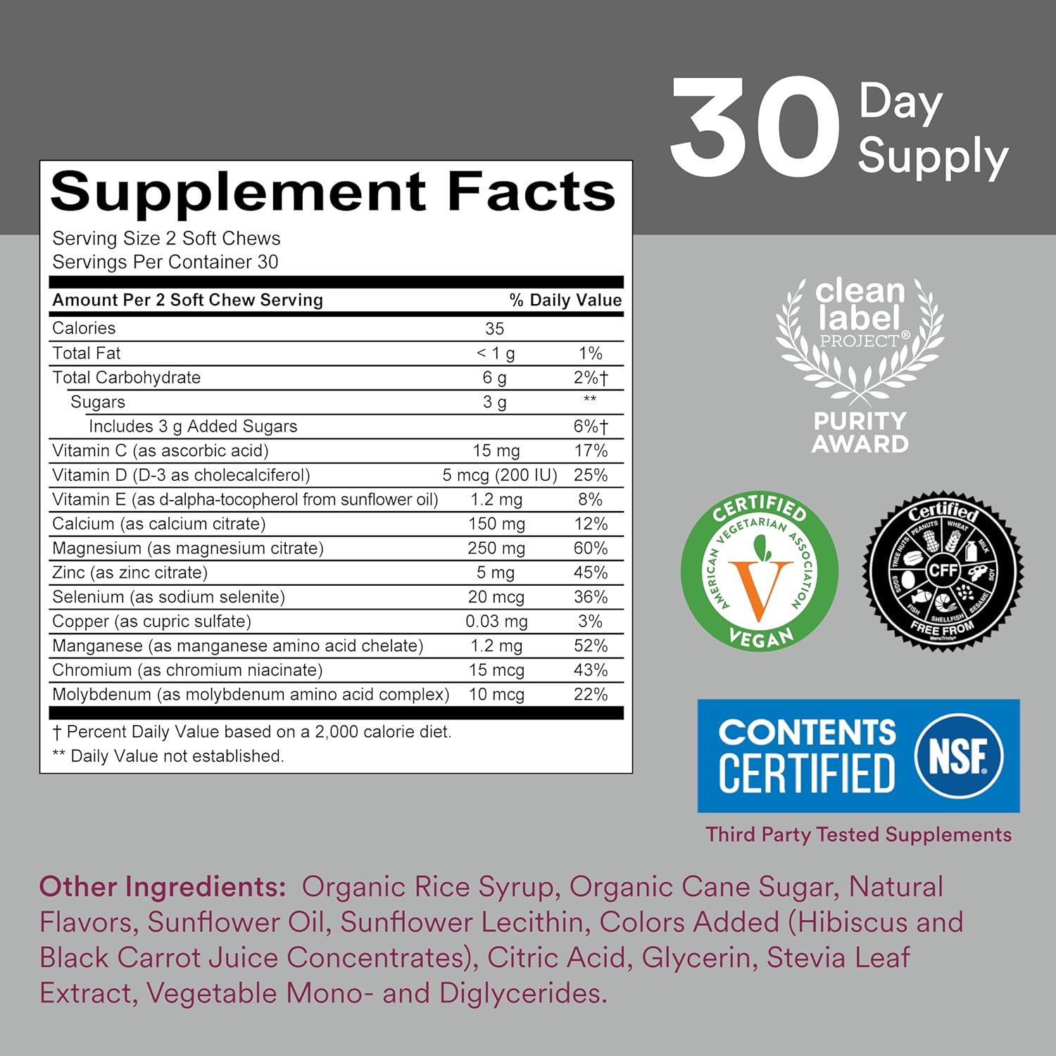 SmartyPants Kids Multivitamin Gummies with Omega-3 Fish Oil & Mineral Chews, 30 Day Supply - Calcium & Magnesium Formula