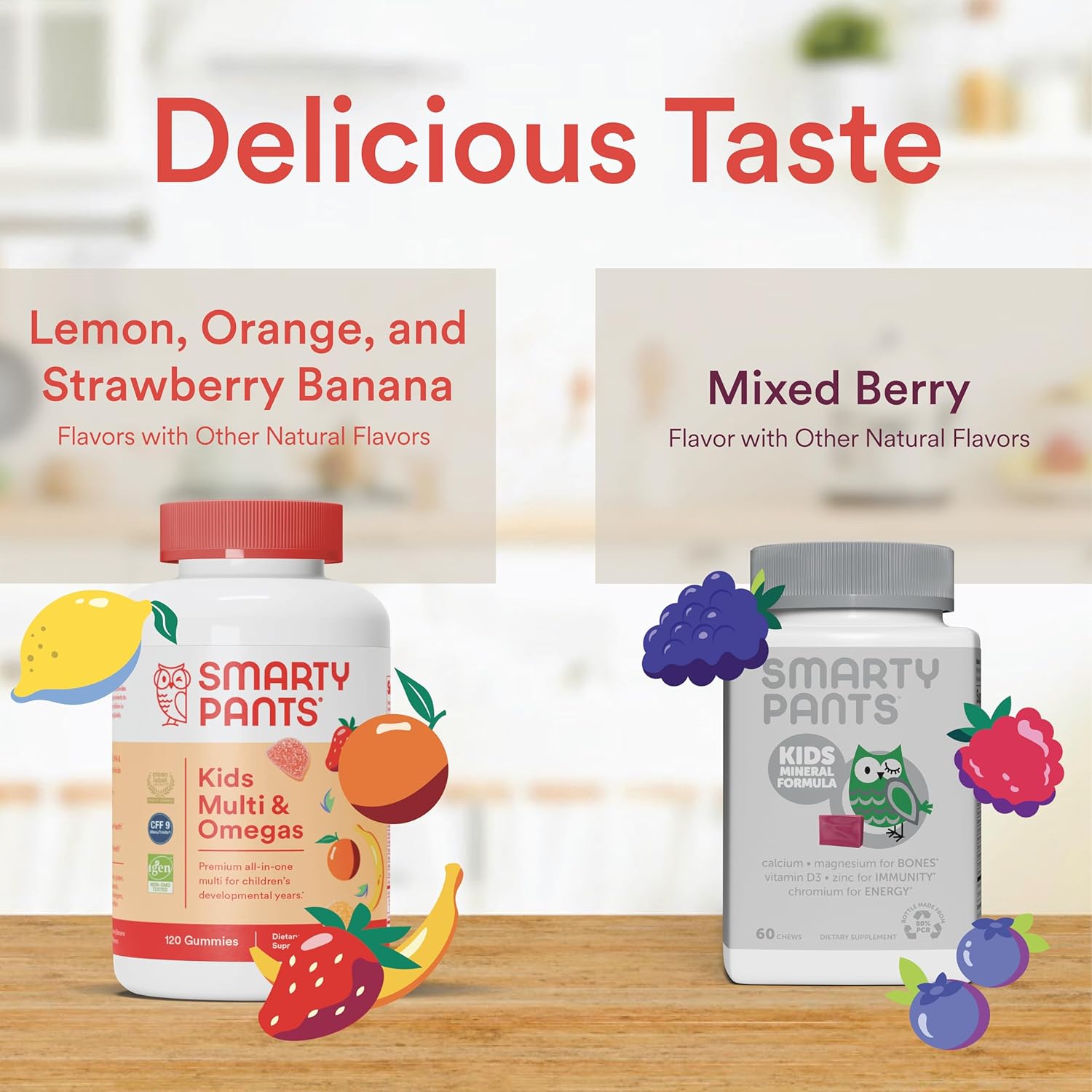 SmartyPants Kids Multivitamin Gummies with Omega-3 Fish Oil & Mineral Chews, 30 Day Supply - Calcium & Magnesium Formula