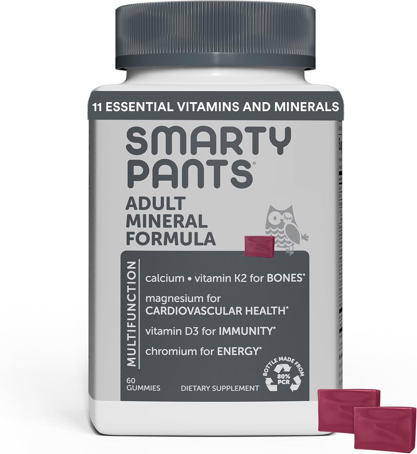 SmartyPants Masters Formula Women 50+ Gummies, Blueberry Orange Creme Strawberry Banana, 120 Count + Mineral Chews with Magnesium, Calcium, and Vitamin D3 - 60 Count