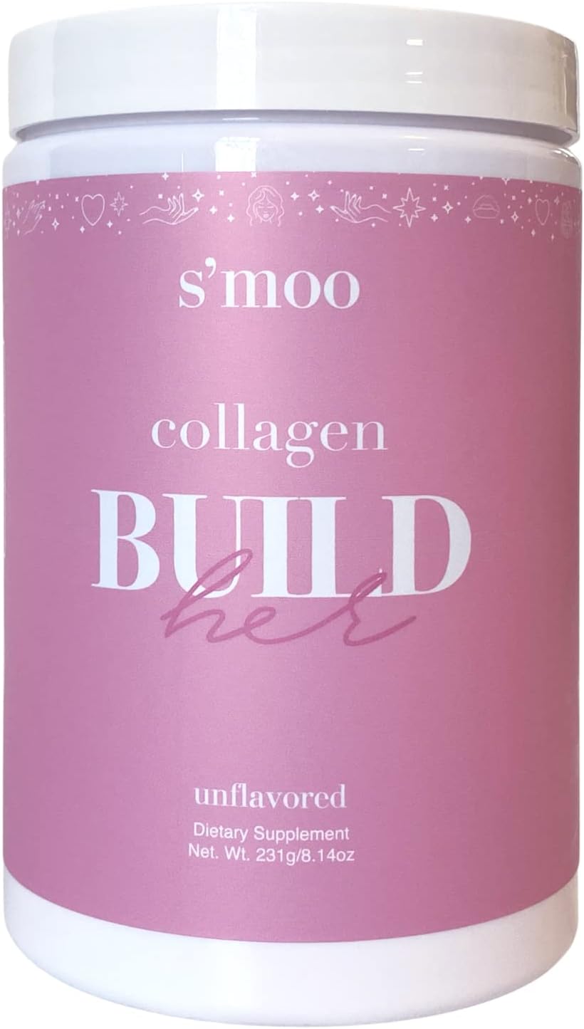 S'moo BUILD(her) Collagen Peptides Powder - Hair, Skin, Nail, and Joint Support - Unflavored - Hydrolyzed Collagen Drink Mix - Gluten-Free - 30 Servings