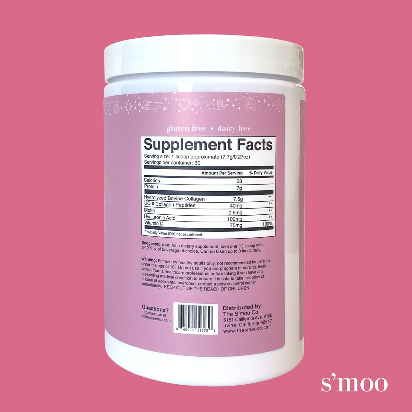 S'moo BUILD(her) Collagen Peptides Powder - Hair, Skin, Nail, and Joint Support - Unflavored - Hydrolyzed Collagen Drink Mix - Gluten-Free - 30 Servings