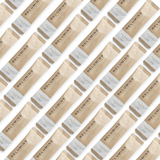 Smooth Glowing Skin Boosting Marine Collagen Powder Drink Mix with Glutathione, Green Tea, CoQ10, & Hyaluronic Acid - 100 Vanilla Flavored Sachets + 10 Free