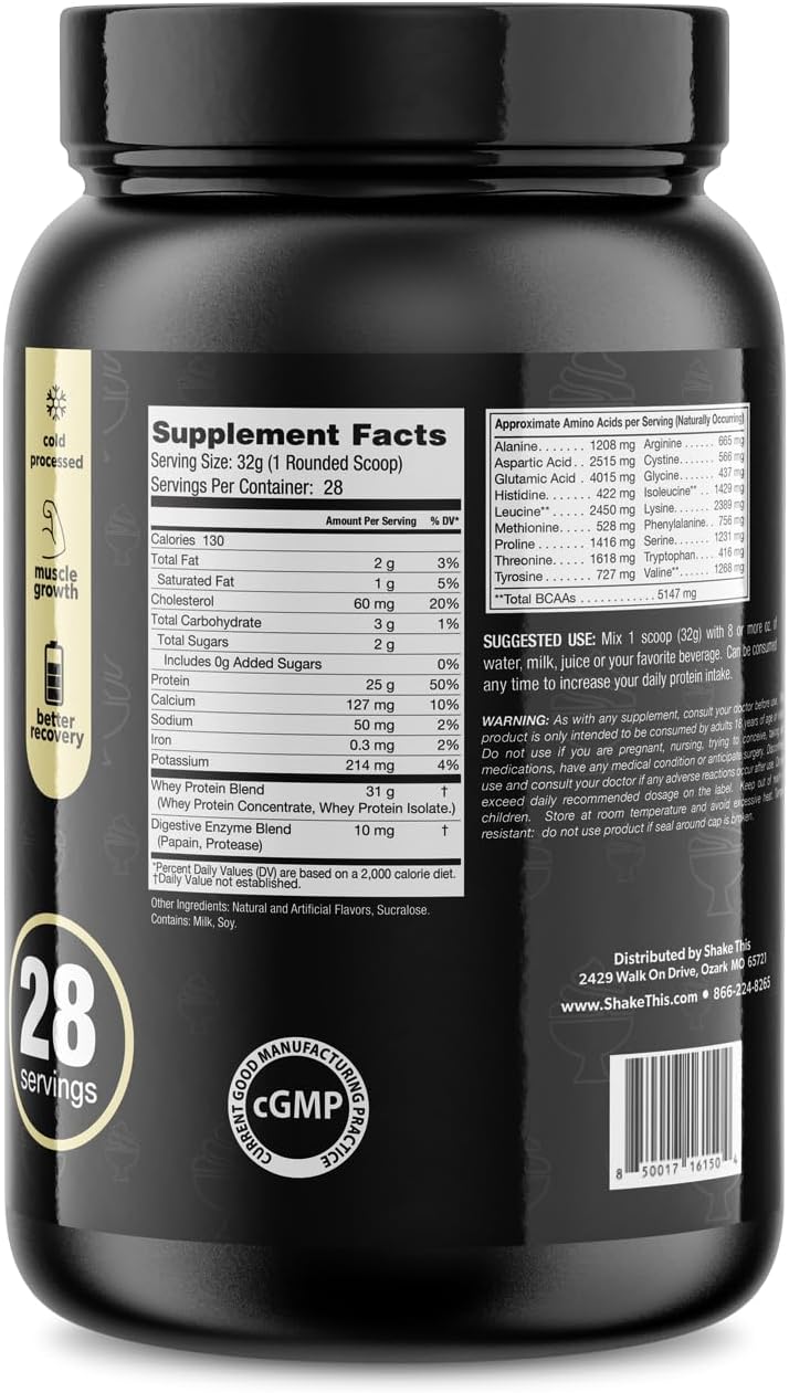 Smooth Vanilla Whey Protein Isolate Powder for Muscle Recovery - Non-GMO, BCAAs, 2lb - ES FIT Post Workout Supplement