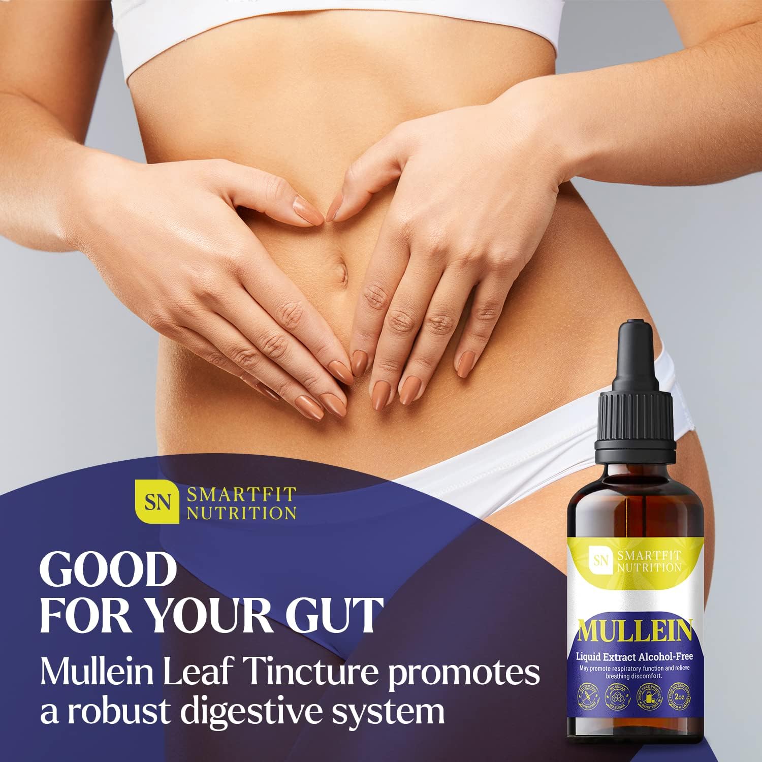 SN SmartFit Nutrition Mullein Leaf Extract Drops - Lung Cleanse & Respiratory Support Supplement - 2 oz Bottle