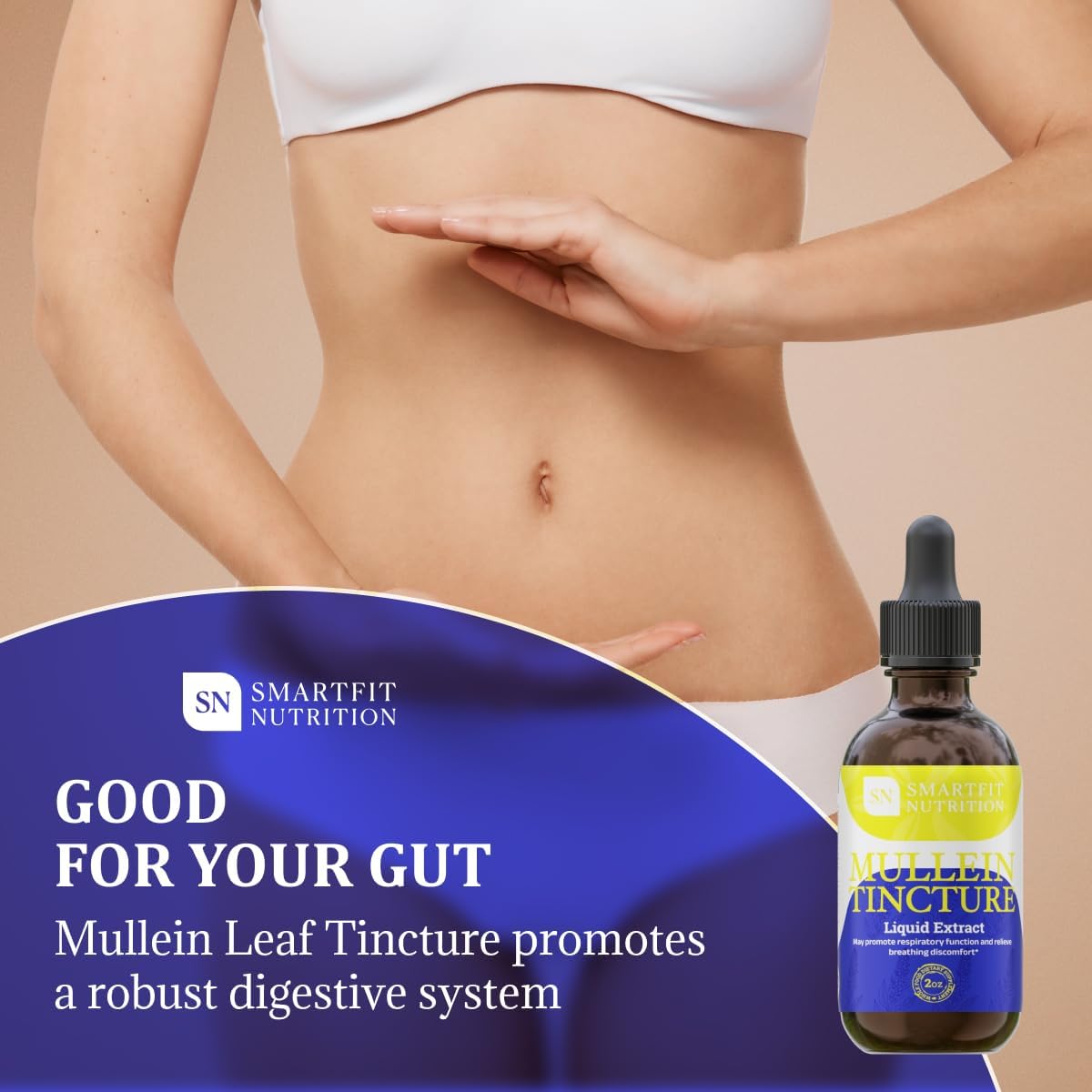 SN SmartFit Nutrition Mullein Leaf Extract Drops - Lung Cleanse & Respiratory Support Supplement - 2 oz Bottle