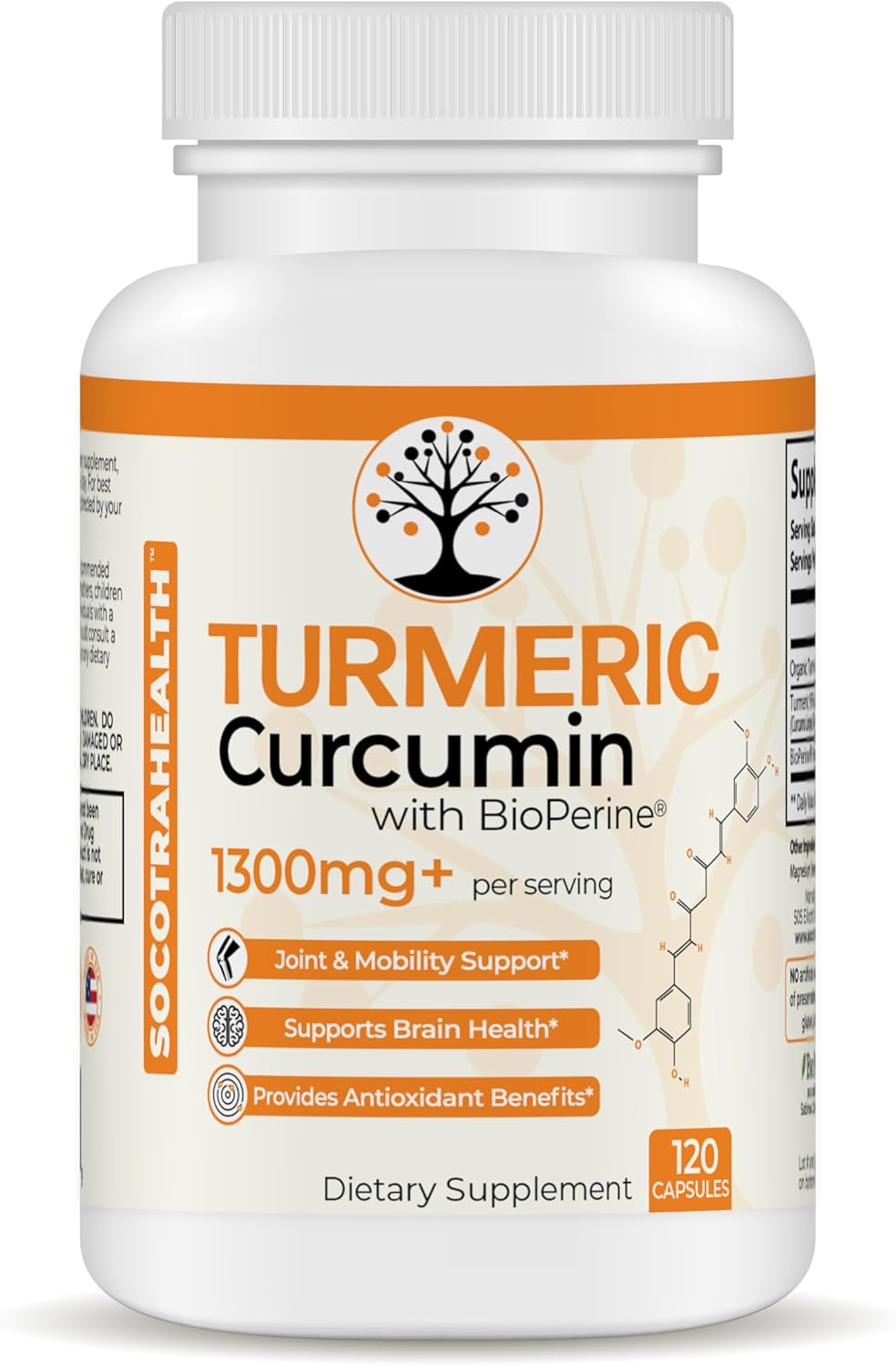Socotra Health Turmeric Supplement - 95% Standardized Curcuminoids with Black Pepper Extract - Mobility, Joint Support, Antioxidant - 120 Vegan Capsules