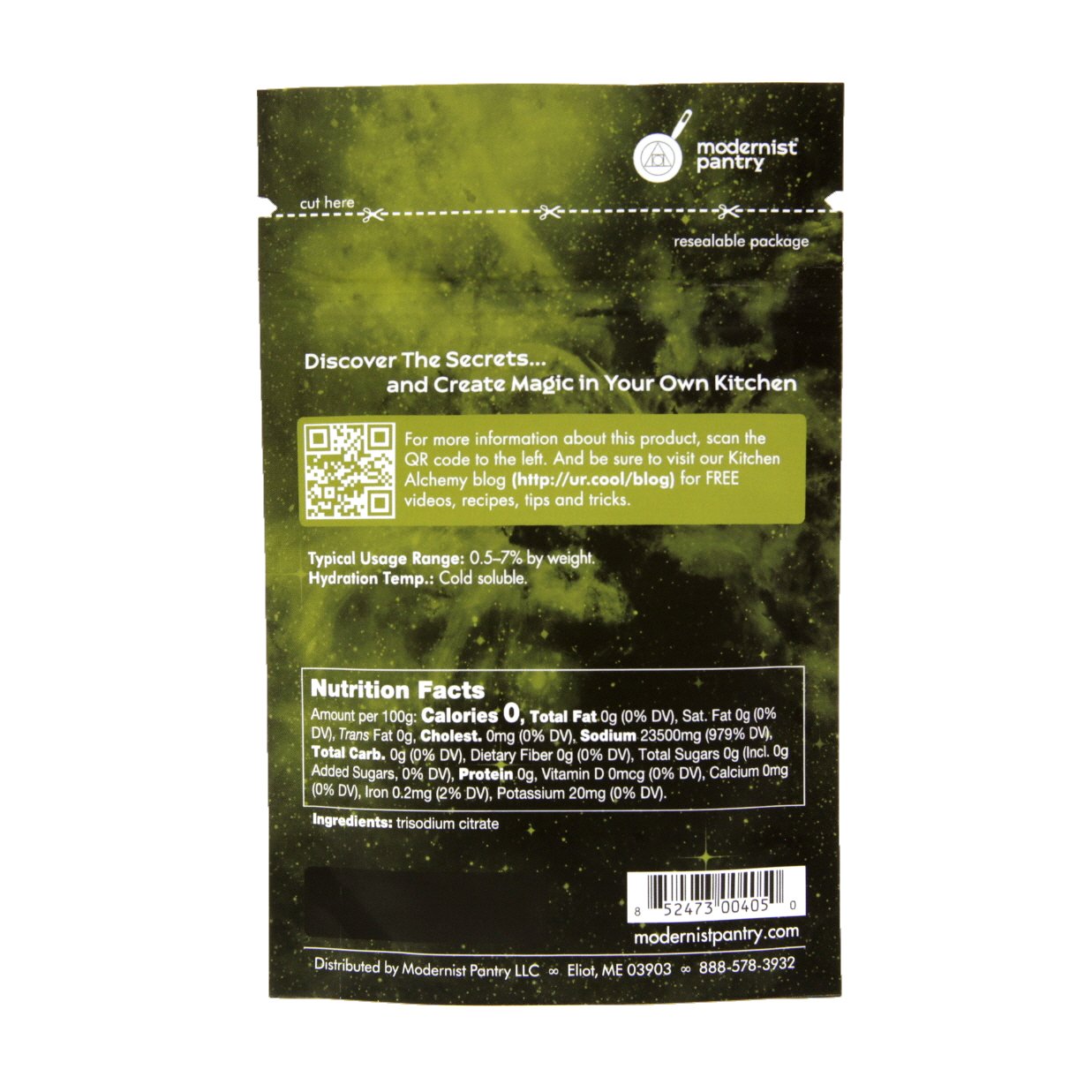 Sodium Citrate Powder - Non-GMO, Gluten-Free, Vegan, OU Kosher Certified - 50g - Molecular Gastronomy