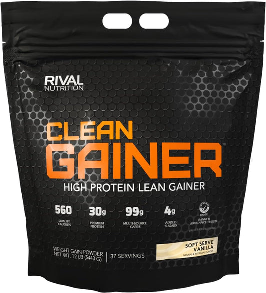Soft Serve Vanilla Rival Nutrition Clean Gainer Protein Powder - 12lb Size for Lean Muscle Growth and Recovery