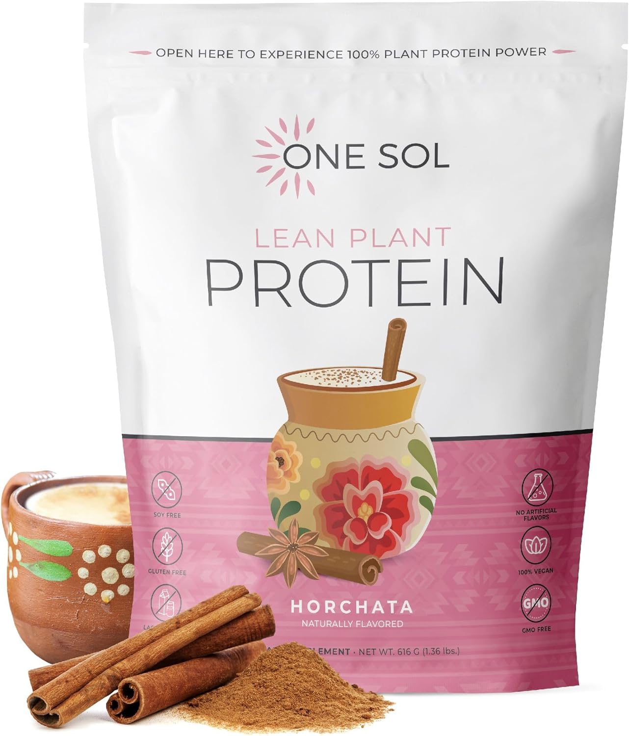 Sol Lean Plant Protein Powder Horchata - Low Carb, Gluten-Free, Lactose-Free, No Sugar, Soy Free, Non-GMO, Vegan-Friendly