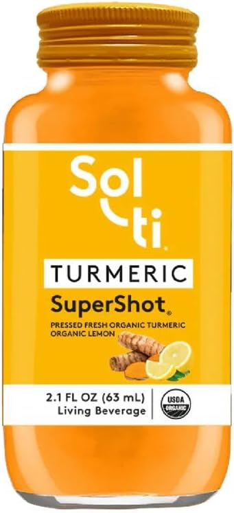 Sol-ti Organic Turmeric SuperShot with Black Pepper for Joint Support, 12 Pack (2.1 Fl oz) - Enhances Curcumin Absorption