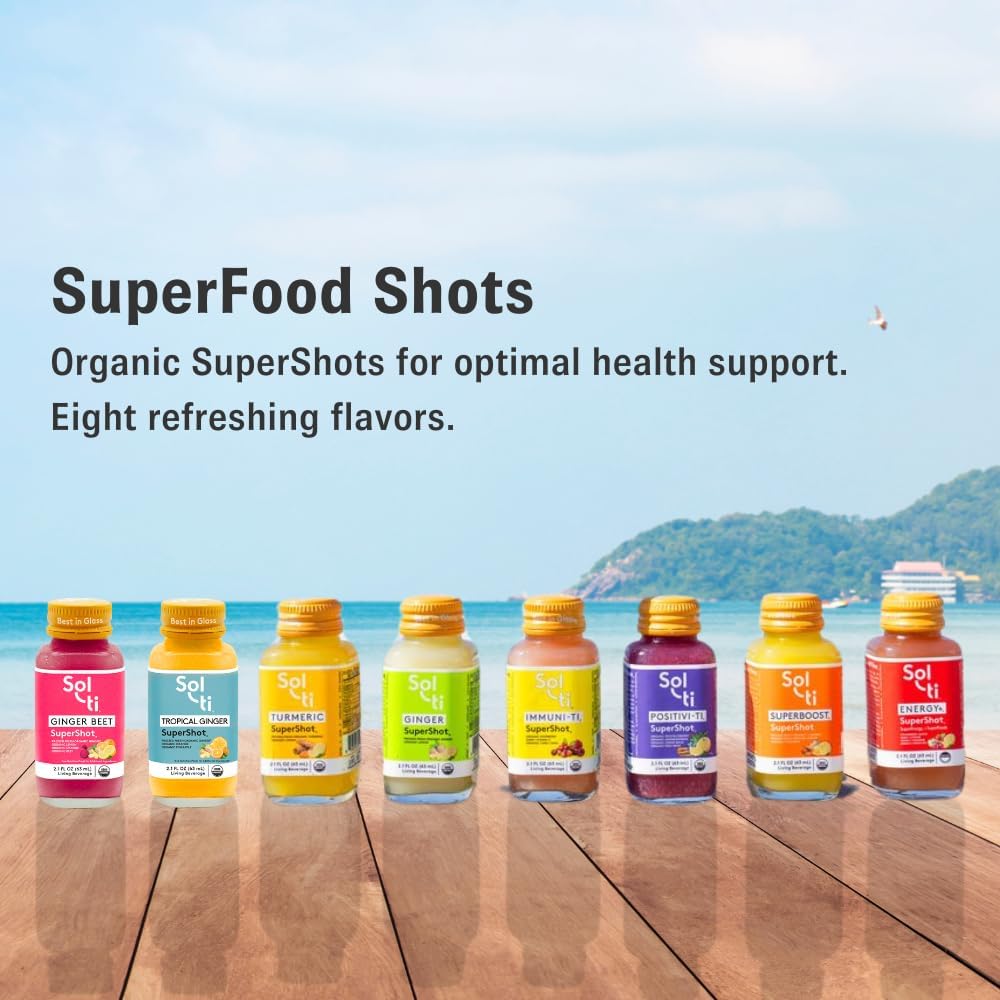 Sol-ti Organic Turmeric SuperShot with Black Pepper for Joint Support, 12 Pack (2.1 Fl oz) - Enhances Curcumin Absorption