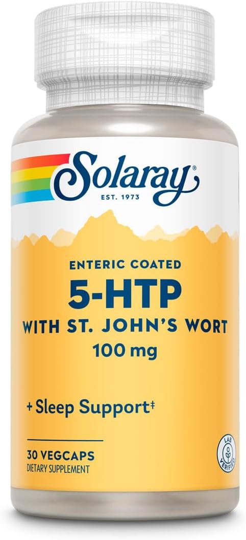 Solaray 5-HTP Plus St. John's Wort Capsules, 100mg, 30 Enteric-Coated Capsules, 30 Servings
