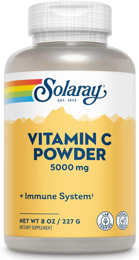 Solaray 8 oz Vitamin C Crystalline Powder Supplement for Immune Support and Antioxidant Protection