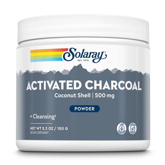 Solaray Activated Coconut Charcoal Powder 500 mg - Promotes Healthy Digestion & Internal Cleansing with 300 Servings