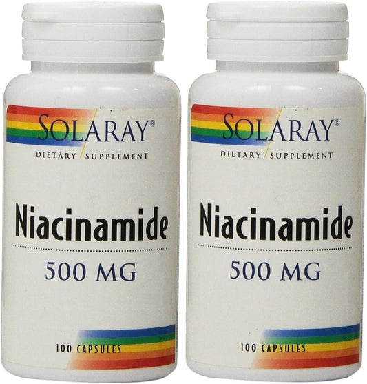 Solaray AEE Niacinamide 500mg - 100 Vegetarian Capsules for Skin Health & Energy Support
