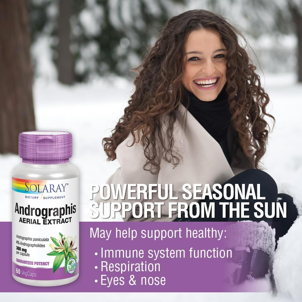Solaray Andrographis Aerial Extract 600 mg VegCaps - Immune & Respiratory Support - 30 Servings