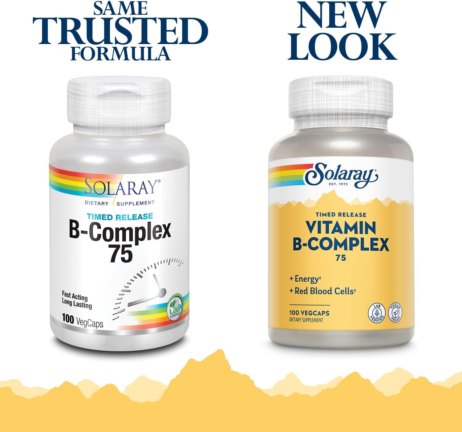 Solaray B-Complex 75 Time Release - 100 Capsules - Energy & Stress Support Supplement