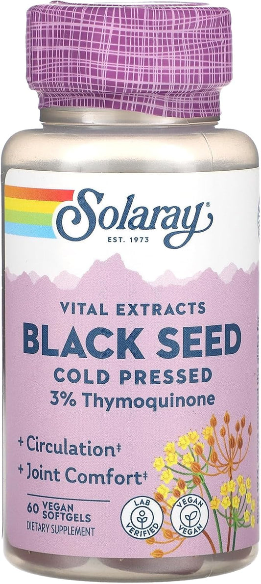 Solaray Black Seed 3% Thymoquinone Vegan Softgel - 60 Count