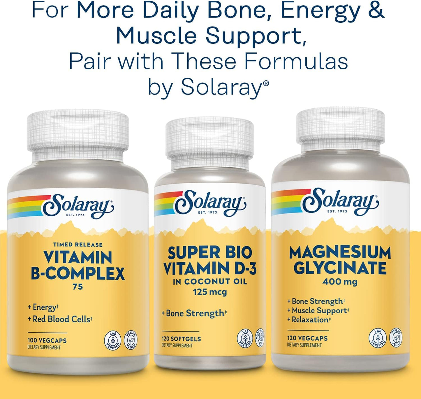 Solaray Cal-Mag Citrate Capsules with Vitamin D-3 and K-2 - 180 Count