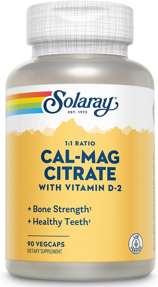 Solaray Cal-Mag Citrate with Vitamin D 2 in 1 Ratio - 90 Vegetarian Capsules