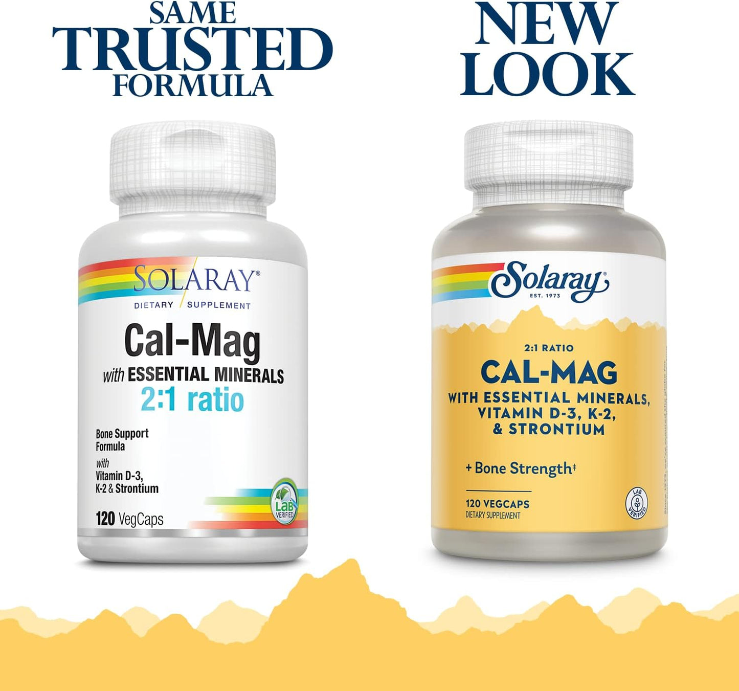 Solaray Cal-Mag with Essential Minerals | 30 Servings of Calcium, Magnesium, Strontium, Vitamins D-3 & K-2 | 120 VegCaps