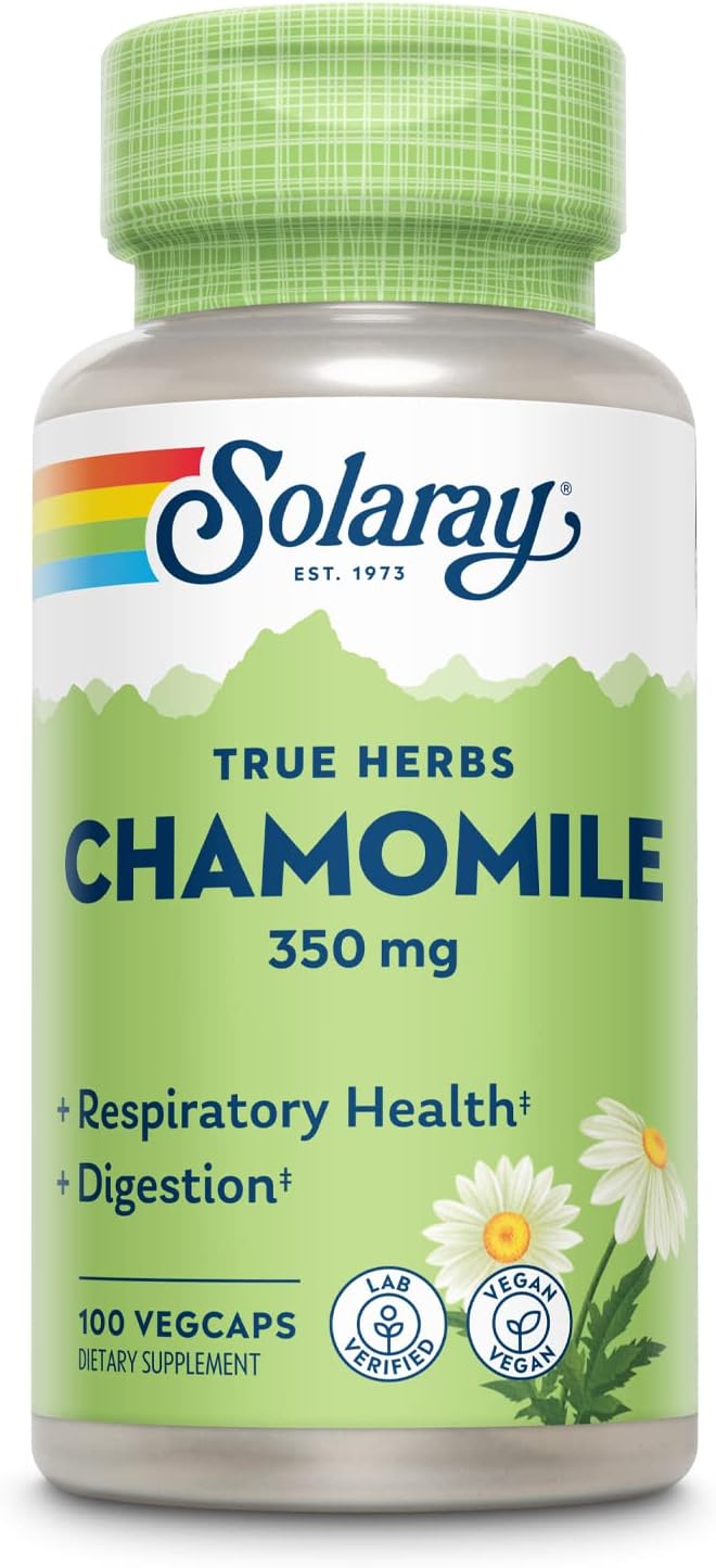 Solaray Chamomile VegCaps - Natural Support for Digestion, Respiratory Health, and Relaxation - 100 Servings