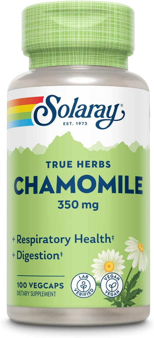 Solaray Chamomile VegCaps - Natural Support for Digestion, Respiratory Health, and Relaxation - 100 Servings