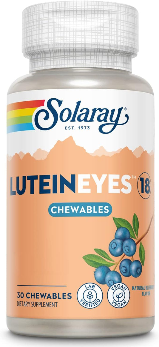 Solaray Chewable Lutein Eyes 18 Supplement for Eye & Macular Health Support with Lutein & Zeaxanthin - Non-GMO - 30 Chewables