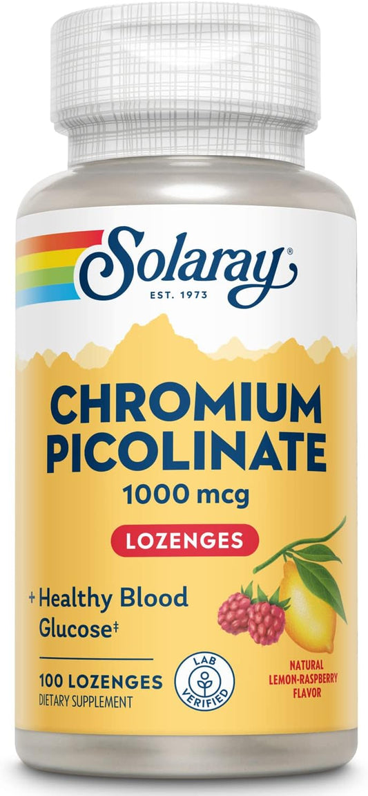 Solaray Chromium Picolinate Lozenges 1000mcg, 100 Count - Sugar-Free Chromium Supplement for Metabolism Support