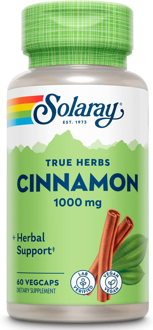 Solaray Cinnamon Bark Supplement | 1000mg | Supports Digestive Health & Antioxidant | 60 VegCaps