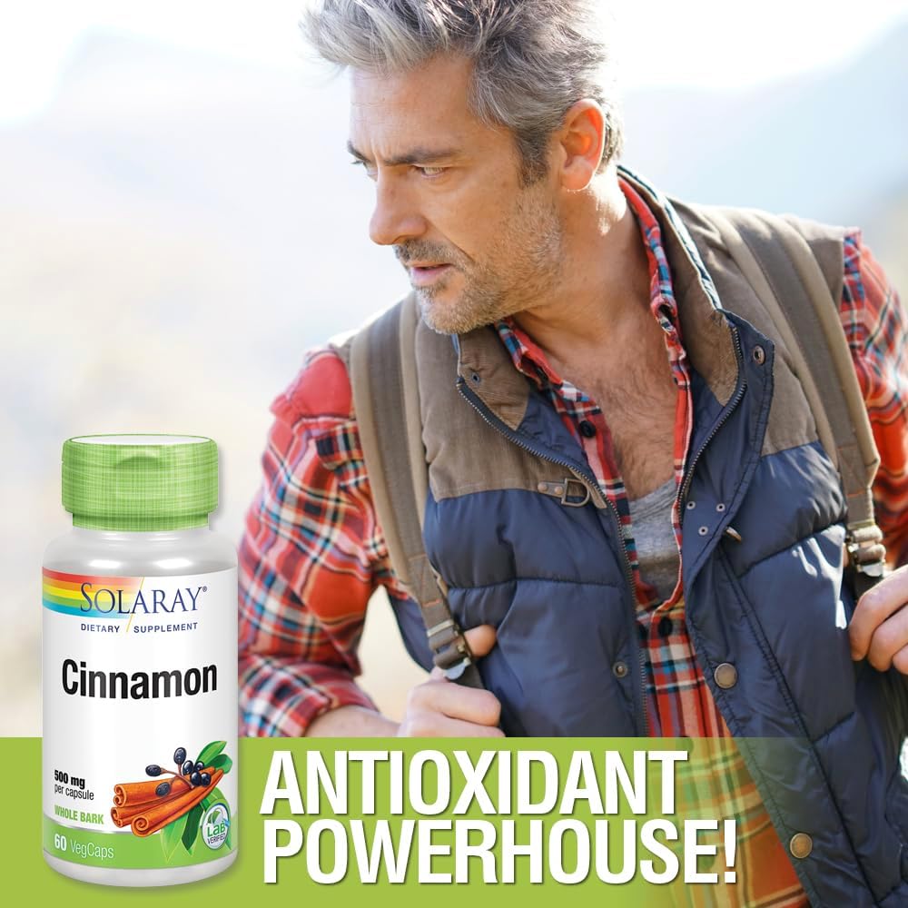 Solaray Cinnamon Bark Supplement | 1000mg | Supports Digestive Health & Antioxidant | 60 VegCaps