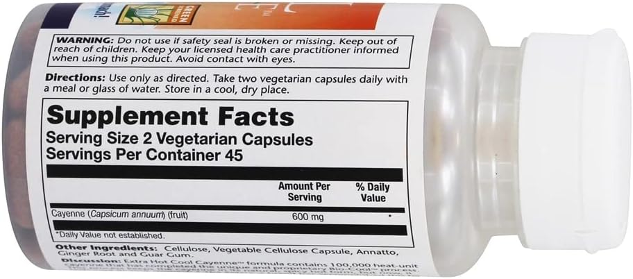 Solaray Cool Cayenne Extra Hot Capsules - 90 Count - Potent Cayenne Pepper Supplement