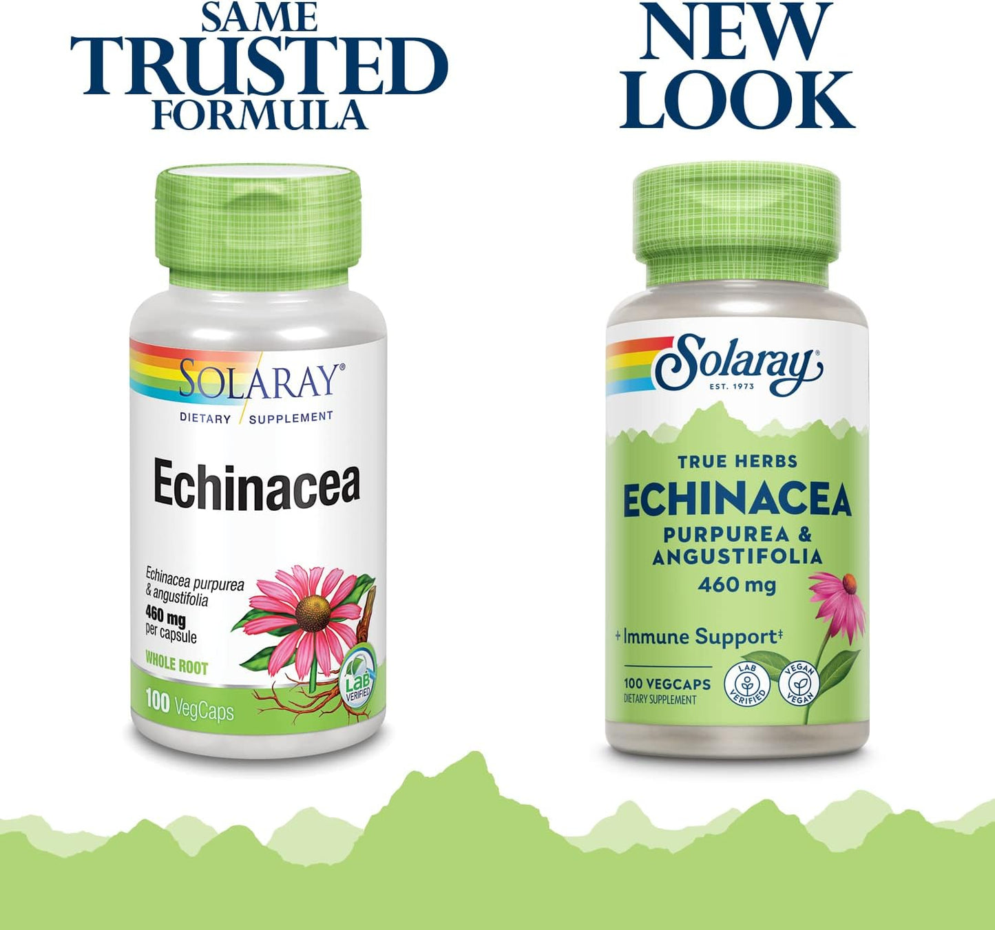 Solaray Echinacea Angustifolia & Purpurea Root 460mg Veg Capsules - 100 Count Bottle
