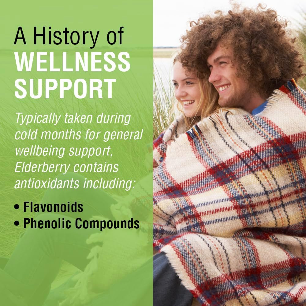 Solaray Elderberry Berry & Flower Capsules 450mg | Boost Immune System in Winter | Rich in Flavonoids & Phenolic Compounds | Non-GMO | 100 Count