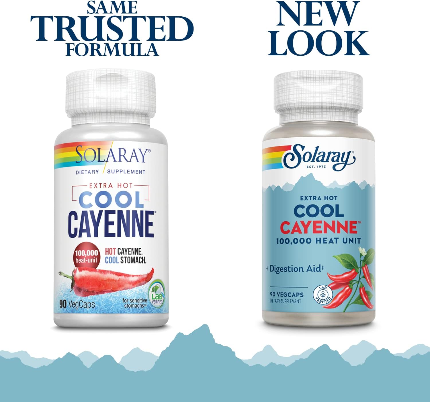 Solaray Extra Hot Cool Cayenne 100,000 HU VegCaps - Traditional Digestion Aid - Bio-Cool Process - Lab Verified - GMP Facility - 60-Day Guarantee