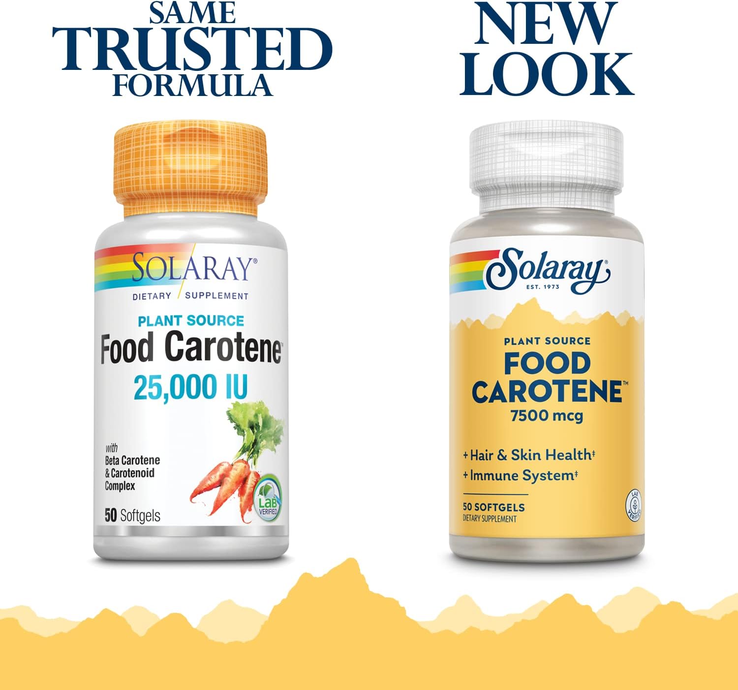 Solaray Food Carotene Capsules - 25000IU Beta Carotene for Skin & Eyes - Antioxidant & Immune Support - 50 Count