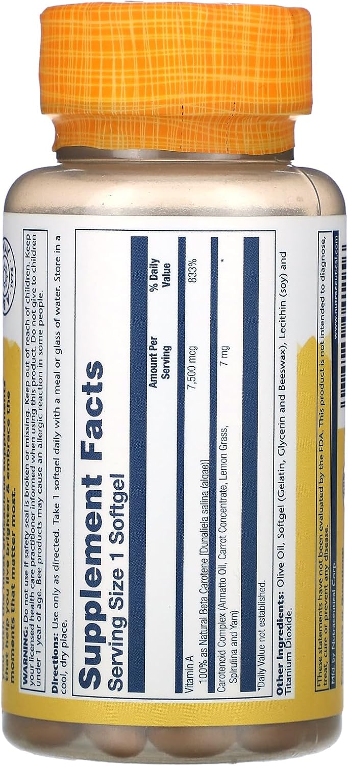 SOLARAY Food Carotene Capsules - Rich Source of Carotenoids for Overall Health