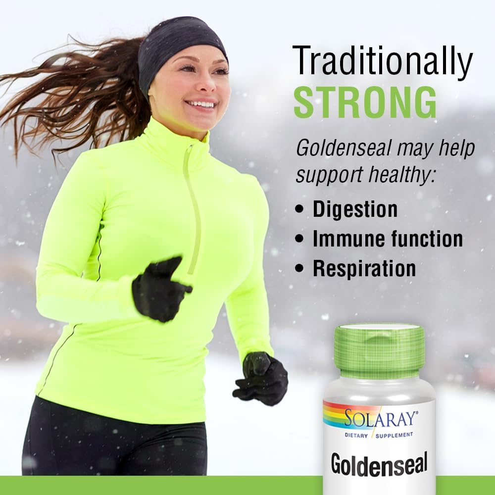 Solaray Goldenseal Root Capsules - 550mg for Digestive, Immune & Respiratory Health - Non-GMO, Vegan, Lab Verified - 50 Count