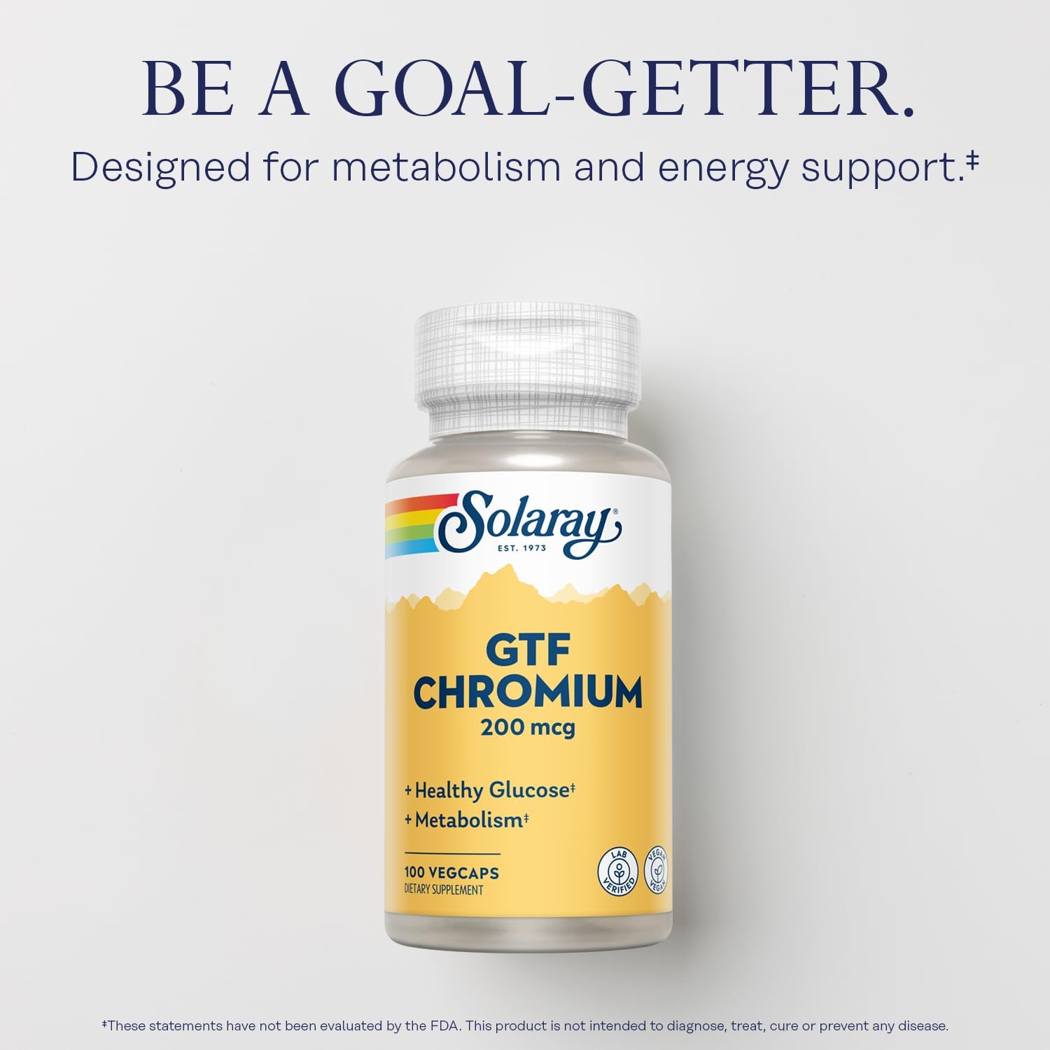Solaray GTF Chromium Capsules - 200mcg - 100 Count - Essential Mineral Supplement