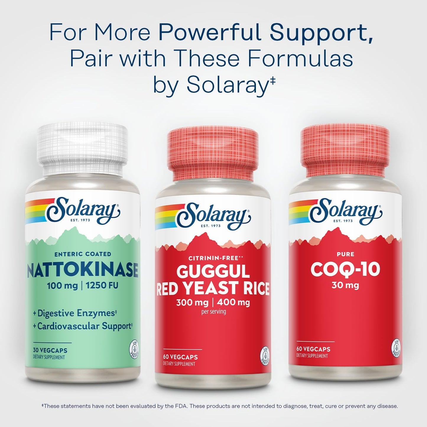 SOLARAY Guggul Gum Extract & Red Yeast Rice Capsules for Cardiovascular Support | Ancient Chinese & Ayurvedic Combo | 60 Count