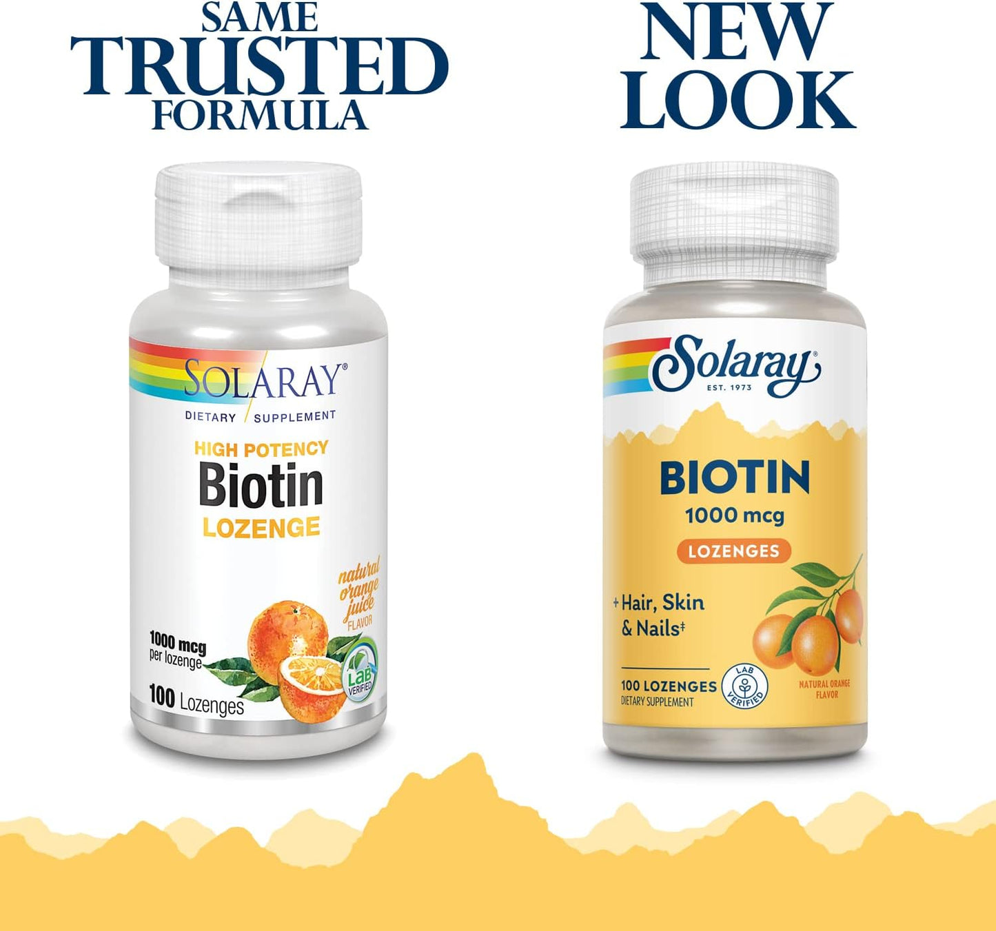 Solaray High Potency Biotin Lozenges with Natural Orange Juice Flavor - 1000 mcg for Hair, Skin, and Nails Support - 100 Count